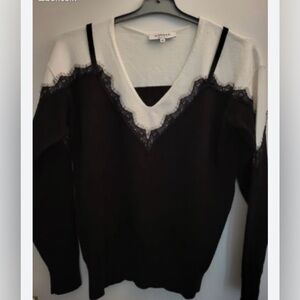 Morgan de Toi Black & White Sweater Lingerie Cami Inspired Oversized Sweater